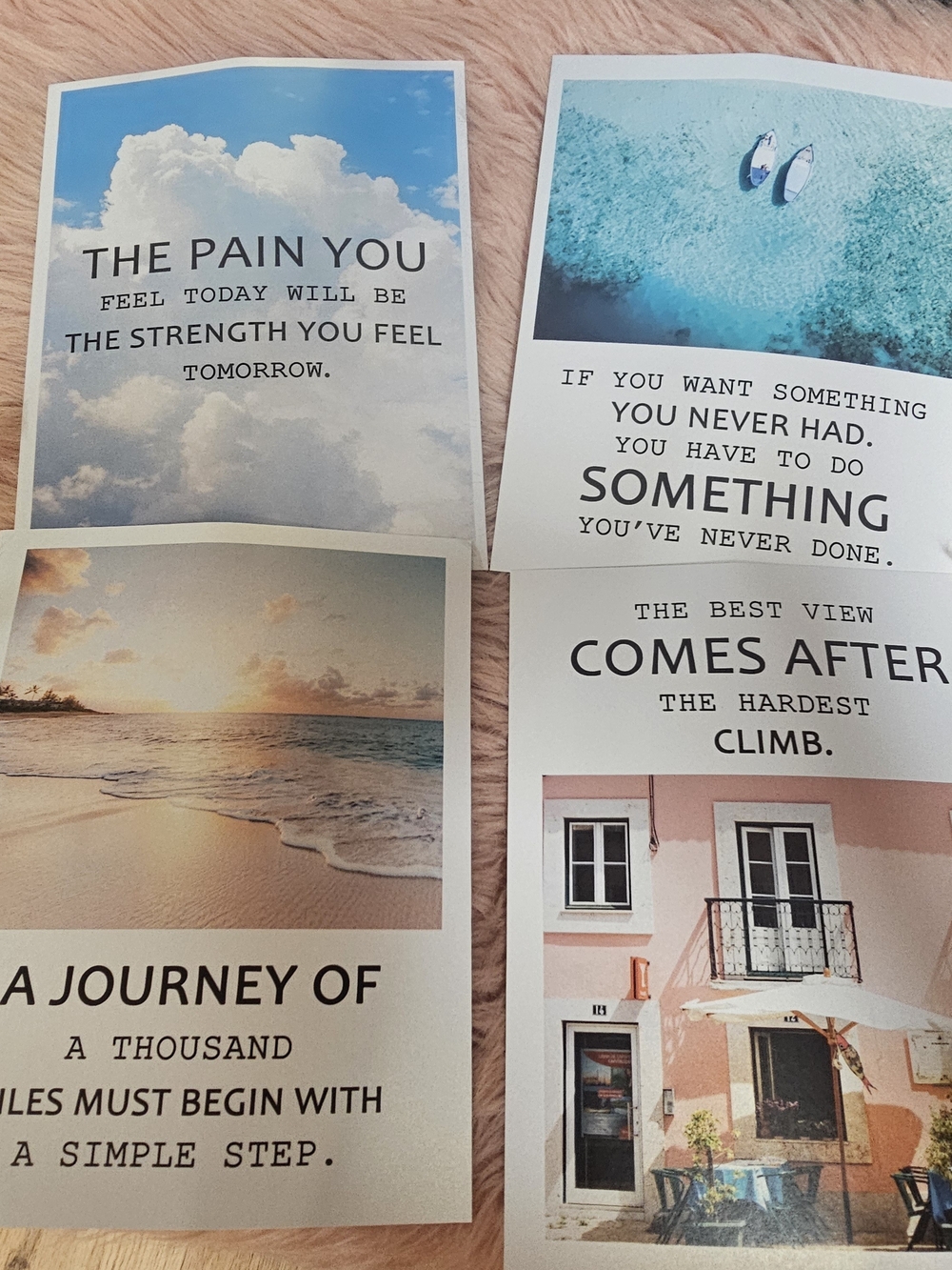 Inspirational Beach & Sky Wall Art Prints - Set of 6 (Blue, Pink, Cream)